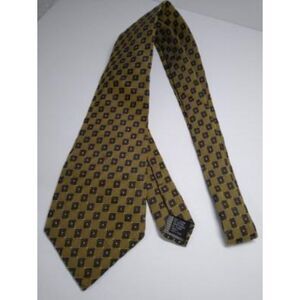 Paul Dione Tie Brown Black Geometric Squares Silk Necktie Woven Tie